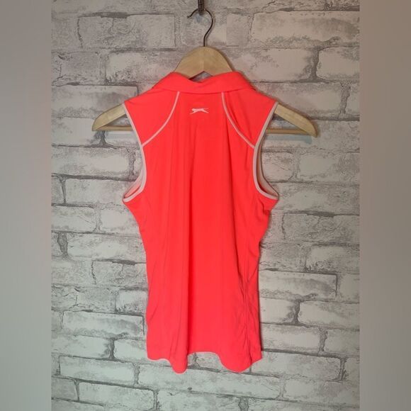 Slazenger Neon Orange Pink Zip up Golf Pickleball Tennis Tank - Picture 2 of 7